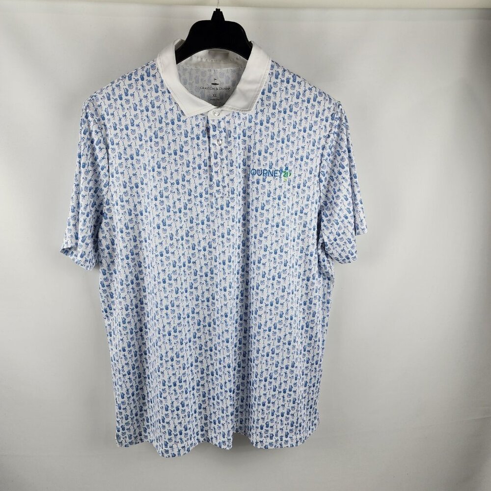 Grayson & Dunn Shirt Mens XL Multicolor Golf Polo Cocktails All Over Print